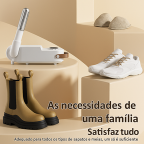 Secador de Sapatos com temporizador ajustável, ideal para eliminar umidade, odores e fungos com secagem rápida e silenciosa.