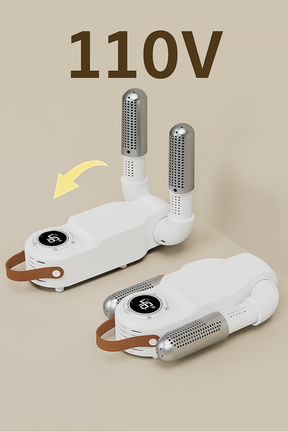 Secador de Sapatos com temporizador ajustável, ideal para eliminar umidade, odores e fungos com secagem rápida e silenciosa.