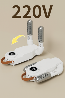 Secador de Sapatos com temporizador ajustável, ideal para eliminar umidade, odores e fungos com secagem rápida e silenciosa.