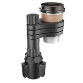 Suporte de copos giratório 2 em 1 para carro, com divisórias para celular e acessórios. Ajustável, resistente e prático para organização veicular.