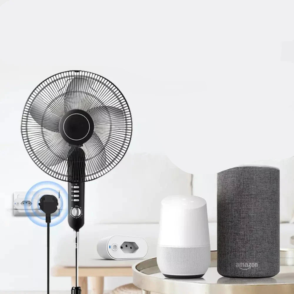 Tomada Wi-Fi inteligente com controle remoto via aplicativo.