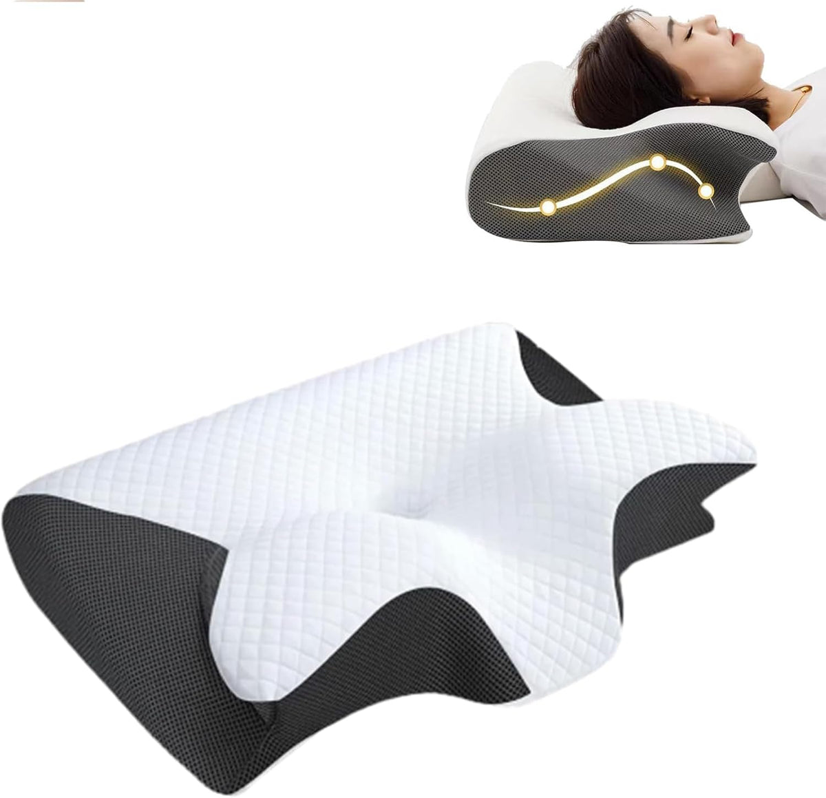Travesseiro cervical ortopédico 2 em 1 com espuma Memory Foam, capa lavável e suporte ergonômico para alívio de dores e melhor sono