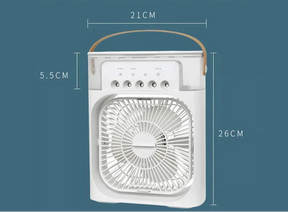 Ventilador com umidificador silencioso e eficiente para conforto térmico.