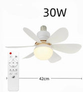 Ventilador de teto com lâmpada LED e controle remoto, design moderno e silencioso. Ideal para conforto e ventilação prática em qualquer ambiente.